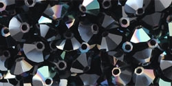 Preciosa Machine Cut 4mm Bicone Crystals : CZBC4-Z2398 - Jet - Celsian - 25 count
