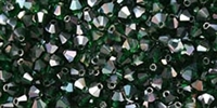 Preciosa Machine Cut 4mm Bicone Crystals : CZBC4-Z5014 - AB Emerald/Celsian - 25 count
