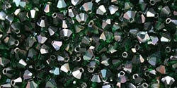 Preciosa Machine Cut 4mm Bicone Crystals : CZBC4-Z5014 - AB Emerald/Celsian - 25 count