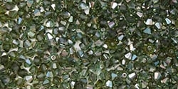 Preciosa Machine Cut 4mm Bicone Crystals : CZBC4-Z5031 - Prairie Green Celsian - 25 count