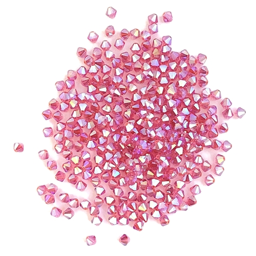 CZBC6-2X7001 -  6mm Preciosa Bicone Crystals - Rose 2AB - 25 count