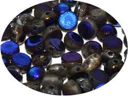 CZCAB-00030-22283 - All Beads Original 2-hole Cabochon 6mm - Crystal Etched Azuro Full - 12 Count