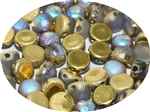CZCAB-00030-98586 - All Beads Original 2-hole Cabochon 6mm - Crystal Etched Golden Rainbow - 12 Count