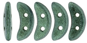 CZCRESC-79051 : CzechMates Crescent : Metallic Suede - Lt. Green - 4 Grams - Approx 30 Beads