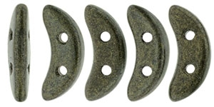 CZCRESC-79082 : CzechMates Crescent : Metallic Suede - Dk. Green - 4 Grams - Approx 30 Beads