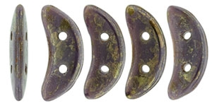 CZCRESC-BT2303 : CzechMates Crescent : Opaque Purple - Bronze Picasso - 4 Grams - Approx 30 Beads