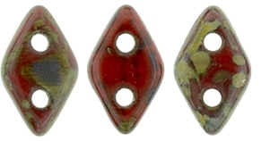 CzechMates Diamond 4x6mm Tube 2.5" : Opaque Red - Picasso - Approx 8 Grams