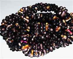 CZFAR-23980-27103 - Czech Farfalle Beads - Black Fire Etched - 5 Grams