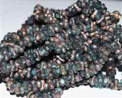 CZFAR-60010-27101 - Czech Farfalle Beads - Aqua Fire Etched - 5 Grams