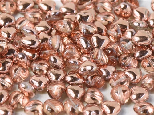 Czech Heart Beads 6mm - CZHB06-00030-27101 - Crystal Capri Gold - 2 Beads