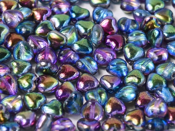 Czech Heart Beads 6mm - CZHB06-00030-95100 - Crystal Magic Blue - 2 Beads