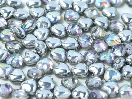 [ PTB ] Czech Heart Beads 6mm - CZHB06-00030-98530 - Crystal Silver Rainbow - 2 Beads