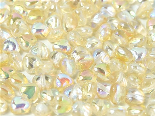 [ PTB ] Czech Heart Beads 6mm - CZHB06-00030-98531 - Crystal Yellow Rainbow - 2 Beads