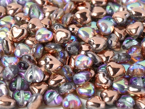 [ PTB ] Czech Heart Beads 6mm - CZHB06-00030-98533 - Crystal Copper Rainbow - 2 Beads
