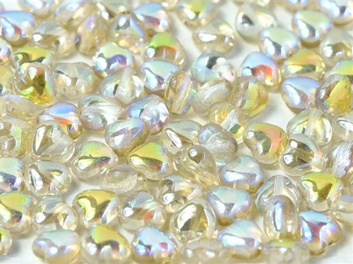 [ PTB ] Czech Heart Beads 6mm - CZHB06-00030-98534 - Crystal Lemon Rainbow - 2 Beads