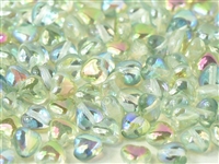 [ 9-2-B-T ] Czech Heart Beads 6mm - CZHB06-00030-98539 - Crystal Green Rainbow - 2 Beads