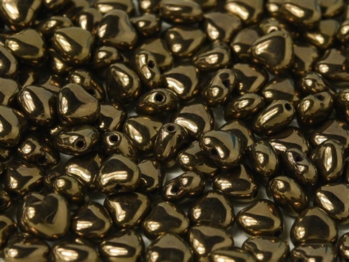 [ PTB ] Czech Heart Beads 6mm - CZHB06-23980-14415 - Jet Bronze - 2 Beads