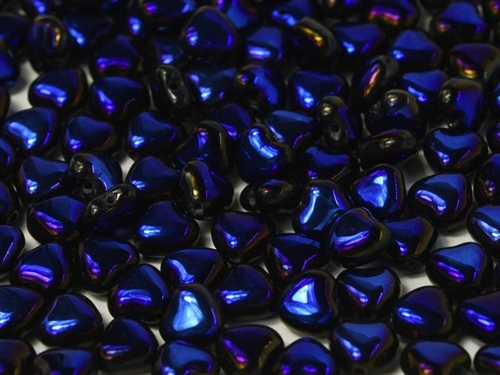 [ PTB ] Czech Heart Beads 6mm - CZHB06-23980-22203 - Jet Azuro - 2 Beads