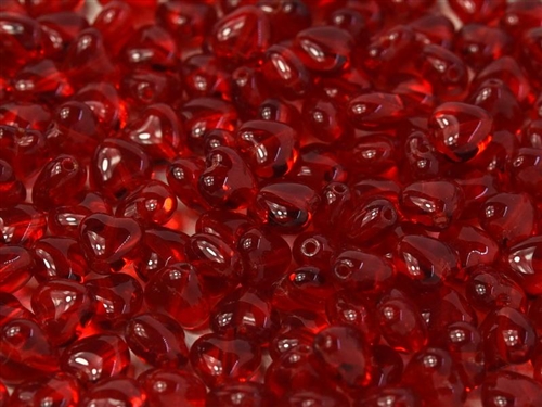 [ PTB ] Czech Heart Beads 6mm - CZHB06-90080 - Red - 2 Beads