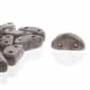 CZHM-WH15435 - Czech Half Moon 2-Hole Beads : White Terracotta Copper - 25 Count