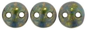 CzechMates Lentil 6mm : CZL-BT6313 - Turquoise - Bronze Picasso - 25 Beads