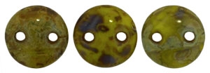 CzechMates Lentil 6mm : CZL-T84020 - Chartreuse - Picasso - 25 Beads