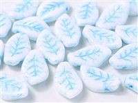 Czech 9x14mm Leaf Beads - Chalk White - CZLEAF-03000-54323 - 2 Leaf Beads