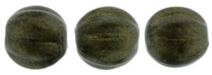 CZM5-79082 - Melon Round 5mm : Metallic Suede - Dark Green - 25 Beads