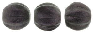 CZM5-79083 - Melon Round 5mm : Metallic Suede - Dark Plum - 25 Beads