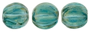 CZM5-LR6023 - Melon Round 5mm : Luster Iris - Atlantis Blue - 25 Beads