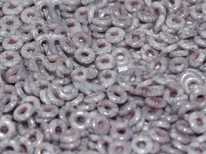 CZO-03000-15435- Czech O Beads - 1x4mm - 4 Grams - approx 136 beads - Chalk White Teracota Copper