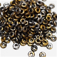 [ OR ] CZO-23980-49862 - Czech O Beads - 1x4mm - 4 Grams - approx 136 beads - Granite Galaxy Gold