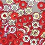 CZO-93200-28701 - Czech O Beads - 1x4mm - 4 Grams - approx 136 beads - Opaque Red AB