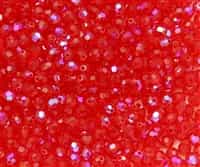 Machine Cut 4mm Round Crystals : CZRC4-X9007 - Light Siame Ruby AB - 25 count