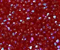 Machine Cut 4mm Round Crystals : CZRC4-X9008 - Siam Ruby AB - 25 count