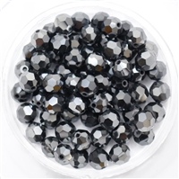 Machine Cut 6mm Round Crystals : CZRC6-14400 - Hematite - 4 count