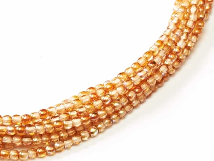 Czech Round Beads 2mm: CZRD2-00030-98535 - Crystal Orange Rainbow - 25 Count