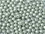 Czech Round Beads 2mm: CZRD2-02010-29405 -  Alabaster Metallic Silver - 25 Count