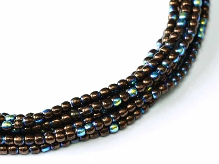 Czech Round Beads 2mm: CZRD2-23980-14415-28701  - Jet - Bronze AB - 25 Count