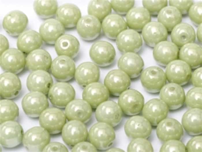 Round Beads 3mm: CZRD3-03000-14457  - Chalk White Mint Luster - 25 pieces