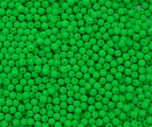 Round Beads 3mm: CZRD3-25124 - Neon Bright Green - 25 pieces