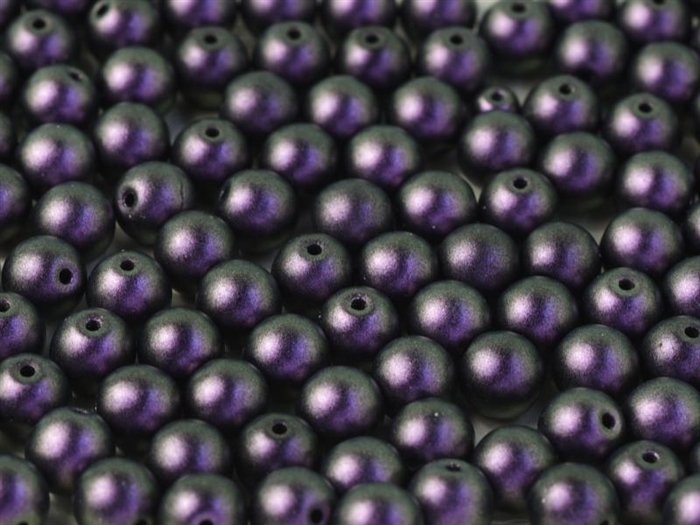 Round Beads 3mm: CZRD3-94101 - Polychrome  Black Raspberry - 25 pieces