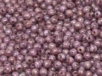 Round Beads 4mm: CZRD4-03000-15496 - Chalk White Teracota Purple - 25 pieces