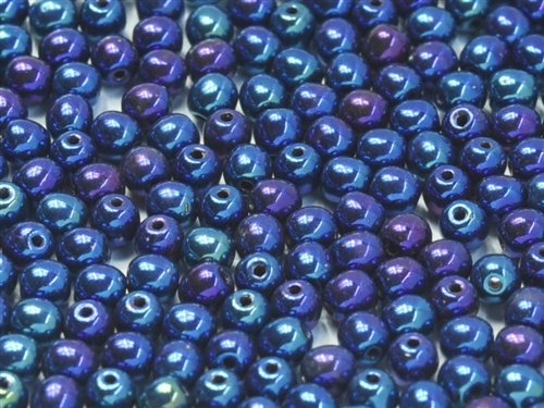 Round Beads 4mm: CZRD4-21435 - Jet Blue Iris - 25 pieces