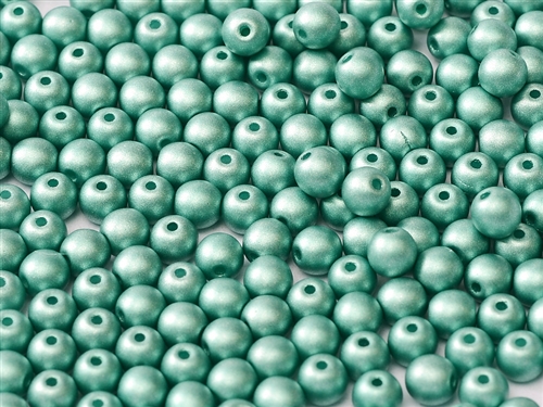 Round Beads 4mm: CZRD4-29455 - Alabaster Metallic Emerald - 25 pieces