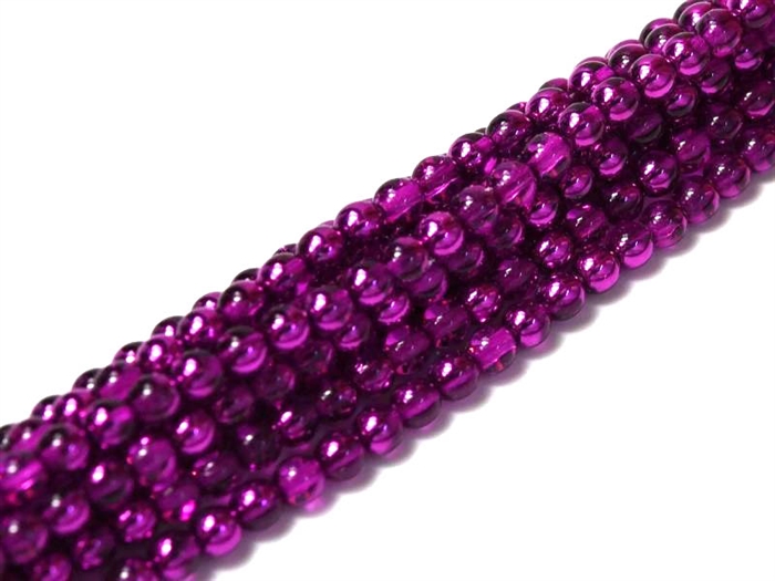 Round Beads 4mm: CZRD4-67277 - Crystal Dark Purple Metallic Ice - 25 pieces