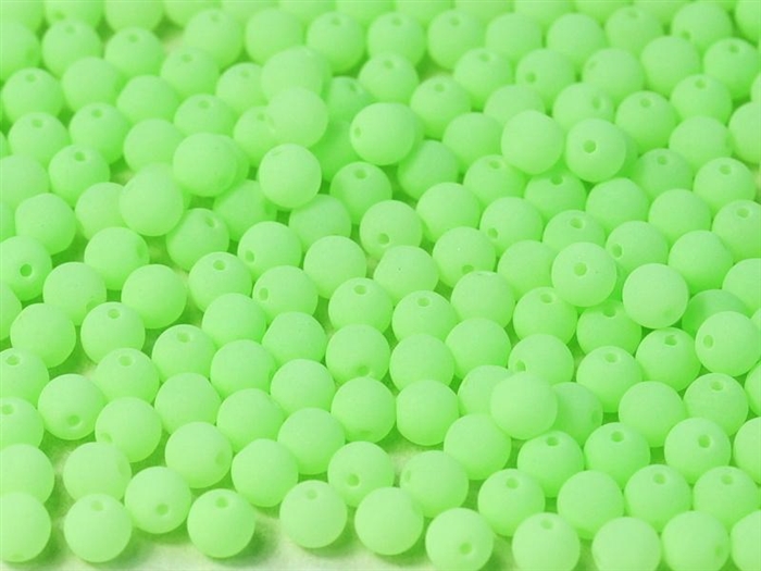 Round Beads 4mm: CZRD4-92924 - Bondelli Matte Lime - 25 pieces