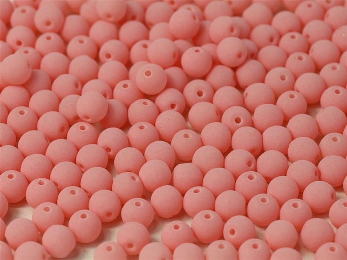 Round Beads 4mm: CZRD4-92944 - Bondelli Matte Coral - 25 pieces