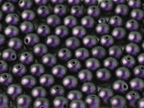 Round Beads 4mm: CZRD4-94101 - Polychrome  Black Raspberry - 25 pieces