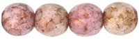 Round Beads 4mm: CZRD4-P15495  - Opaque Topaz/Pink - 25 pieces